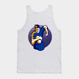 Rugby Winger With Ball Retro Tank Top